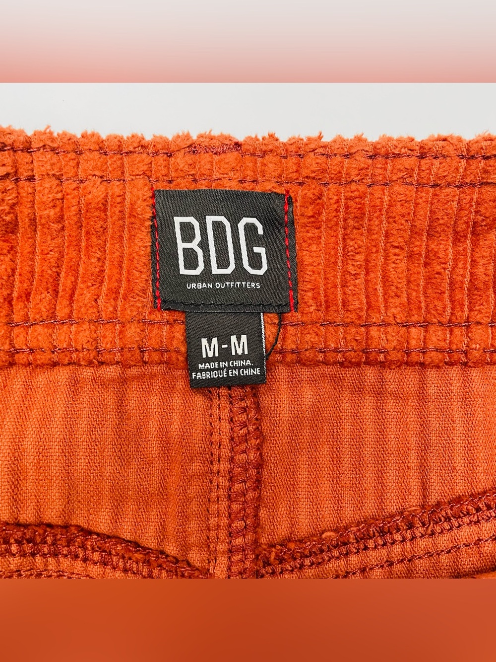 BDG Rust Burnt Orange Corduroy Zip Pocket Fall Autumn Casual Mini Skirt | Medium - Picture 4 of 8